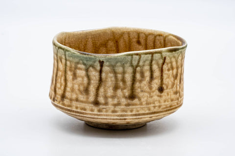 Japanese Matcha Bowl - Beige Drip-Glazed Undulating Chawan - 300ml