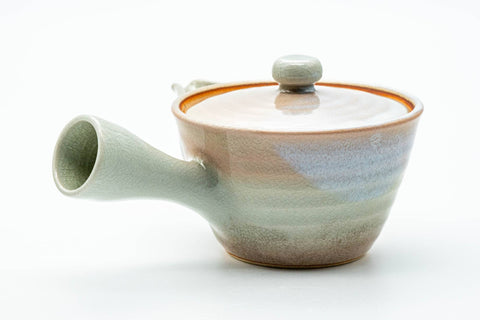Japanese Kyusu - Beige White Glazed Hagi-yaki Ceramic Filter Teapot - 220ml