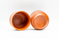 Japanese Teacups - Pair of Grey Striped Tokoname-yaki Yunomi - 90ml - the two cups on their sides showing interior and foot