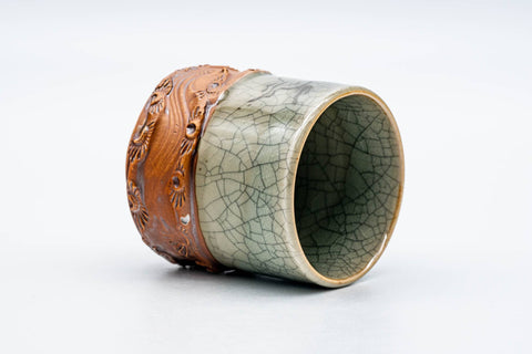 Japanese Teacup - Green Celadon Obori Soma-yaki Yunomi - 110ml