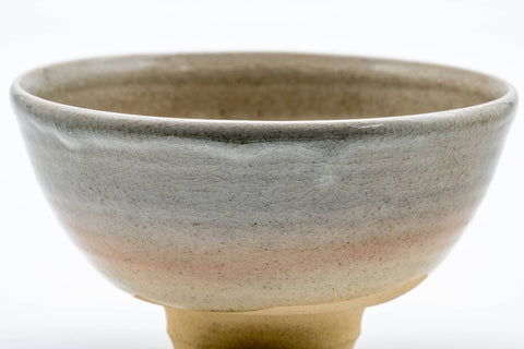Japanese Matcha Bowl - 天鵬山 Tsubaki Kiln - Bamboo-node Foot - Beige Gohonte Glazed Hagi-yaki Chawan - 300ml
