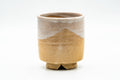 Japanese Teacup - Beige White Glazed Weathered Hagi-yaki Yunomi - 190ml - front view of the beige hagi-yaki cup