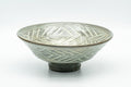Tezumi — Japanese Matcha Bowl - White Chrysanthemums Geometric Patterned Summer Chawan - 150ml — front view