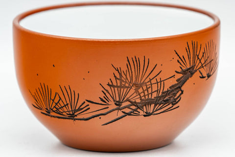 Japanese Teacup - Long Grass Engraved White Inner-Glazed Tokoname-yaki Yunomi - 120ml - Tezumi