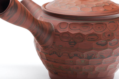 Faceted Red Nerikomi Tokoname Teapot - 450ml