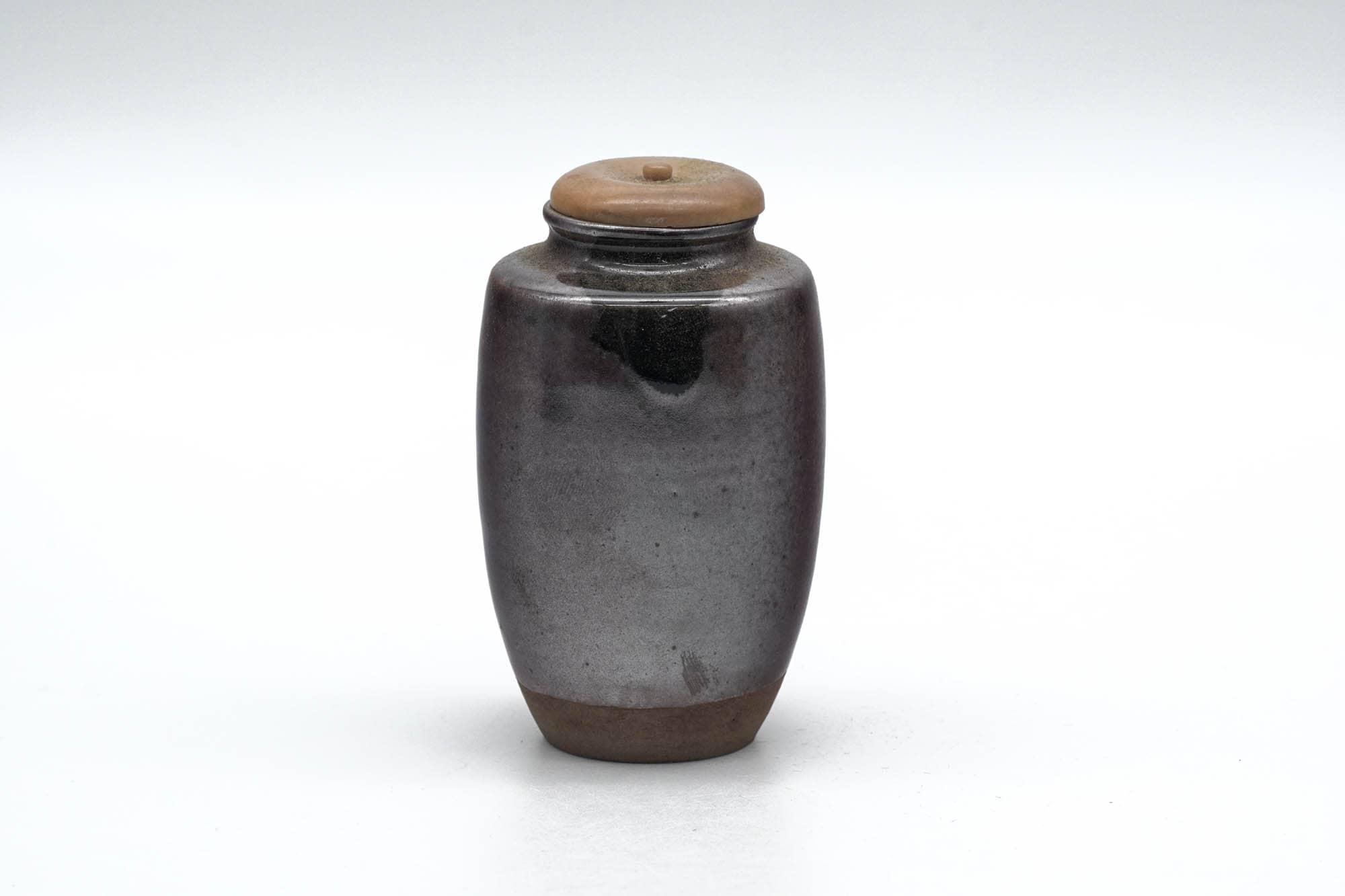 Japanese Chaire - Brown Matte Seto-yaki Katatsuki Tea Jar with Shifuku