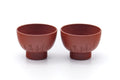 Tezumi — Japanese Teacups - Pair of Calligraphy Engraved Tokoname Red Shudei Yunomi - 80ml — front view