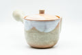 Japanese Kyusu - Beige White Hagi-yaki Do-ake Teapot - 330ml - three-quarter back view showing the side handle