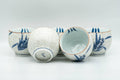 Tezumi — Japanese Tea Set - Blue Floral White Matte Glazed Arita-yaki Debeso Kyusu Teapot and 5 Yunomi Teacups — closeup of a single piece