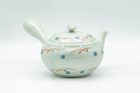 Tezumi — Japanese Kyusu - Geometric Polka-Dotted Arita-yaki Debeso Teapot - 130ml — three-quarter view