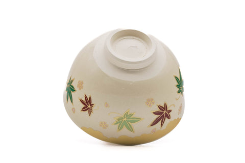 Green Red Momiji Kyo-yaki Matcha Bowl