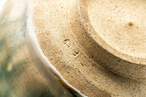 Japanese Matcha Bowl - Green Yellow Drip-Glazed Chawan - 350ml