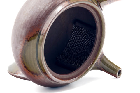 Japanese Kyusu - Ash Glazed Banko-yaki Mesh Teapot - 320ml