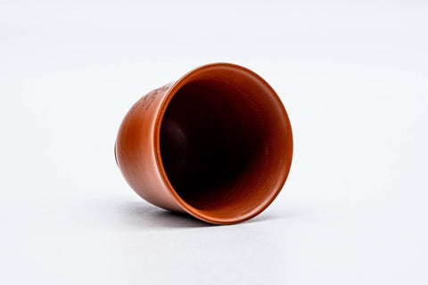 Japanese Teacup - Calligraphy Engraved Red Shudei Tokoname-yaki Guinomi - 50ml