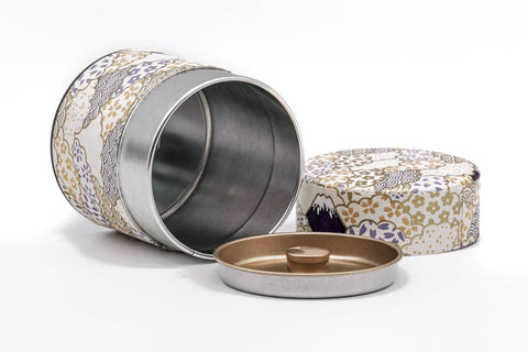 Mt. Fuji Floral Clouds Washi Tea Canister - 100g