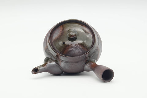 Japanese Kyusu - Ash Green Glazed Purple Banko-yaki Mesh Filter Teapot - 200ml