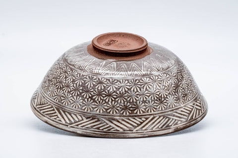 Japanese Matcha Bowl - Chrysanthemum Mishima Patterned Kiyomizu-yaki Chawan - 150ml