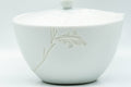 Japanese Houhin - Floral Engraved Arita-yaki Ceramic Filter Porcelain Teapot - 230ml - front view showing the subtle engraved floral motif