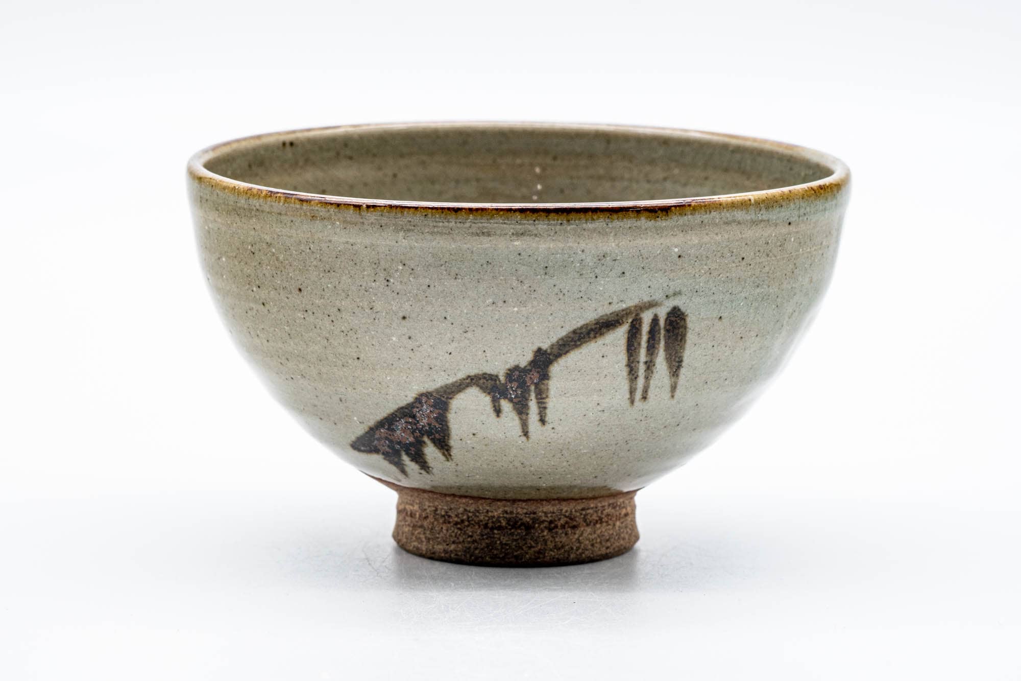 Japanese Matcha Bowl - Abstract Sage Green Glazed Karatsu-yaki Chawan - 200ml