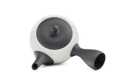 Black White Pearlescent Dots Tokoname Teapot - 300ml