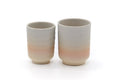Tezumi — Japanese Teacups - Pair of Meoto Hagi-yaki Yunomi — front view from another angle