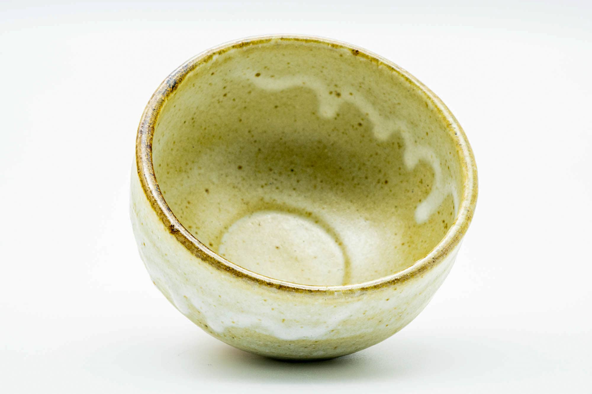 Japanese Matcha Bowl - Beige White Drip-Glazed Hantsutsu-gata Chawan - 300ml
