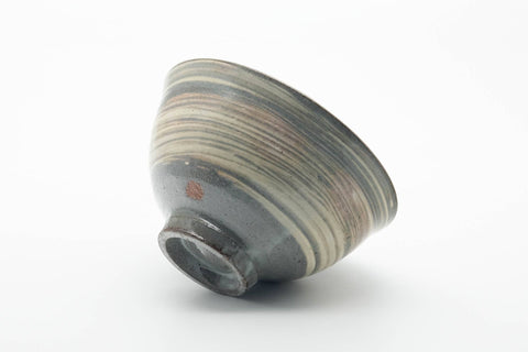 Tezumi — Japanese Matcha Bowl - Grey White Hakeme Glazed Chawan - 440ml — top-down view of the interior