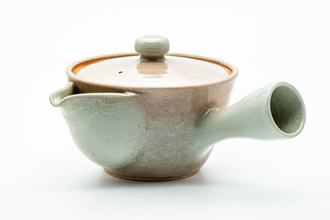 Japanese Kyusu - Beige White Glazed Hagi-yaki Ceramic Filter Teapot - 220ml