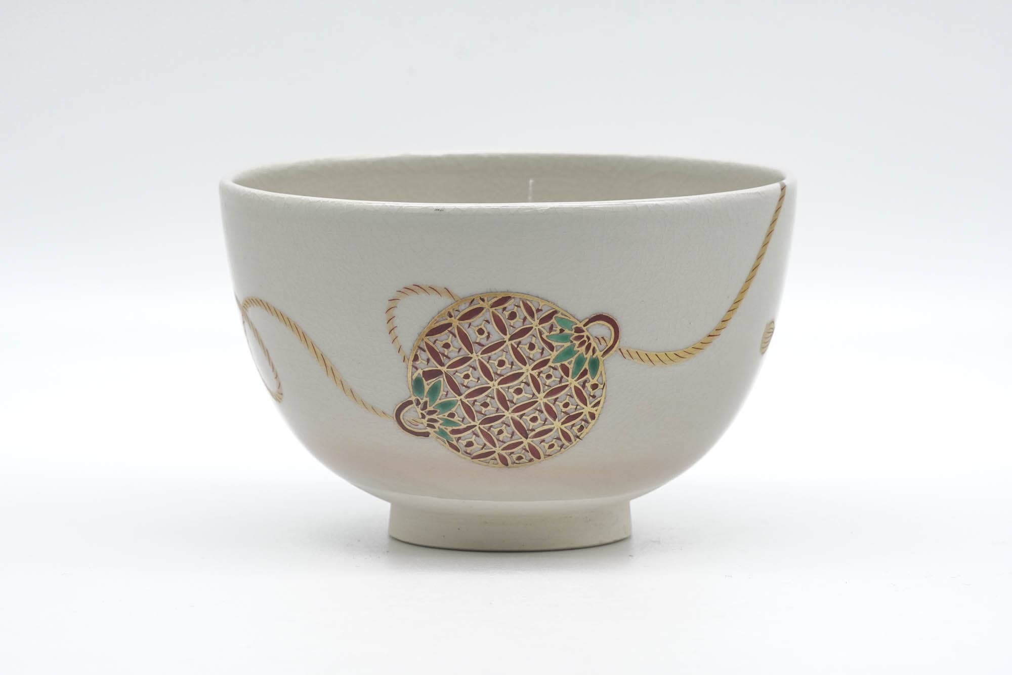 Japanese Matcha Bowl - Decorated Geometric Ornaments Kyo-yaki Chawan - 250ml