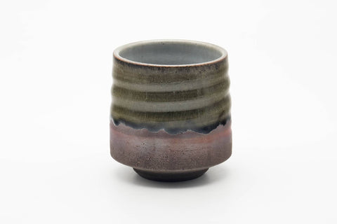 Tezumi — Japanese Teacup - Large Green Drip-Glazed Yunomi - 250ml — front view from another angle