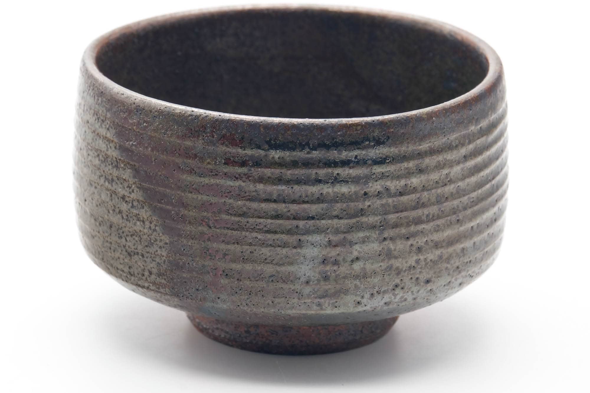 Japanese Matcha Bowl - Earthy Milky Glazed Spiraling Chawan - 300ml