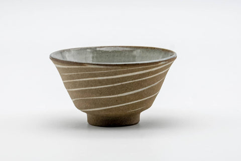 Tezumi — Japanese Teacup - Brown Spiraling Sage Interior Glazed Yunomi - 100ml — front view from another angle