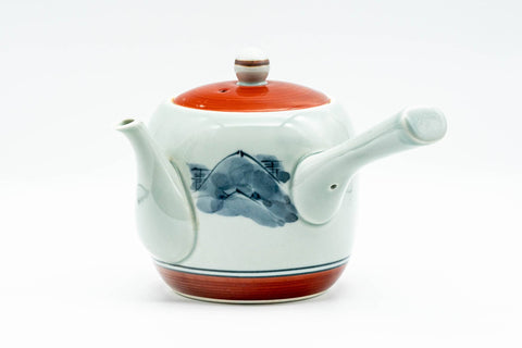 Japanese Kyusu - Red Blue Mountainous Arita-yaki Debeso Teapot - 350ml