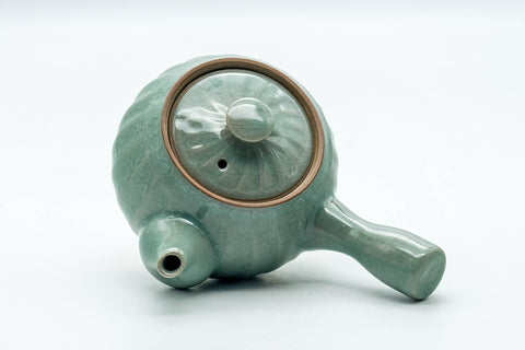 Japanese Tea Set - Green Celadon Glazed Kyusu Teapot with 5 Yunomi Teacups