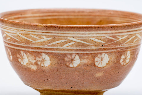 Japanese Matcha Bowl - Small Pink White Glazed Mishima Chawan - 100ml