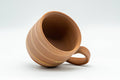 Japanese Teacup - Beige Blue Nerikomi Rear-handled Yunomi - 180ml - view from above showing the rim and handle