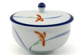 Tezumi — Japanese Teacup - Blue Trim Floral Arita Lidded Yunomi - 170ml — inverted showing the foot ring