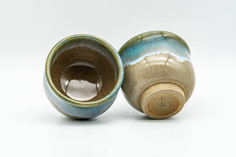 Japanese Teacups - Green Drip-Glazed Agano-yaki Guinomi - 35ml