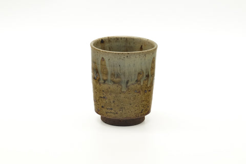 Japanese Teacup - Earthy Yellow Drip-Glazed Yunomi - 150ml