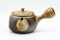 Japanese Kyusu - Engraved Floral Nerikomi Textured Tokoname-yaki Debeso Teapot - 240ml - Tezumi