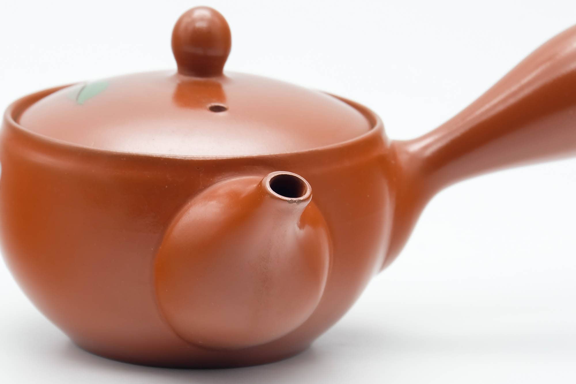 Japanese Kyusu - Floral Painted Red Shudei Tokoname-yaki Mesh Filter Teapot - 150ml