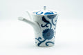 Tezumi — Japanese Kyusu - Blue Floral Arita-yaki Porcelain Debeso Teapot - 300ml — three-quarter view from the opposite side