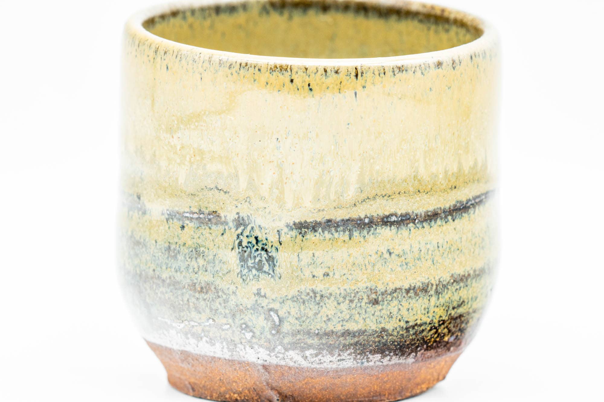 Japanese Teacup - Beige Green Hare's Fur Glazed Guinomi - 55ml