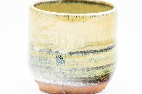 Japanese Teacup - Beige Green Hare's Fur Glazed Guinomi - 55ml