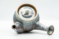 Japanese Kyusu - Large Blue Hare's Fur Glazed Debeso Teapot - 550ml - overhead view showing the lid knob