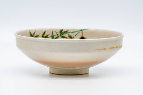 Japanese Matcha Bowl - Green Gold Bamboo Kyo-yaki Summer Chawan - 150ml