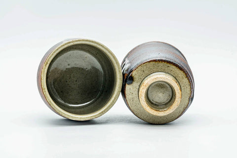 Japanese Teacups - Pair of Large Drip-Glazed Meoto Yunomi in Wooden Box