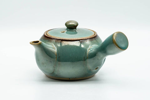 Tezumi — Japanese Kyusu - Green Teal Ceramic Debeso Teapot - 200ml — top-down view of the lid