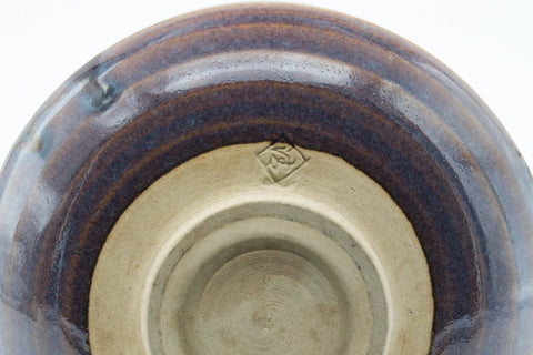 Tezumi — Japanese Matcha Bowl - Blue Purple Drip-Glazed Chawan - 300ml — closeup of the glaze