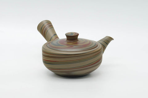 Japanese Kyusu - 白山 Hakusan - Yellow Green Red Nerikomi Tokoname Teapot - 165ml